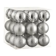 Ялинкові пластикові кульки "House of Seasons" комплект 27 шт, Ø 8 см, сріблясті