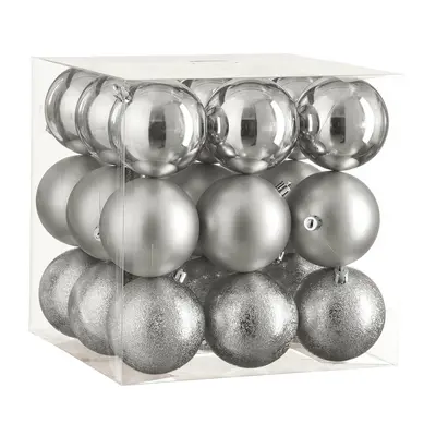 Ялинкові пластикові кульки "House of Seasons" комплект 27 шт, Ø 8 см, сріблясті