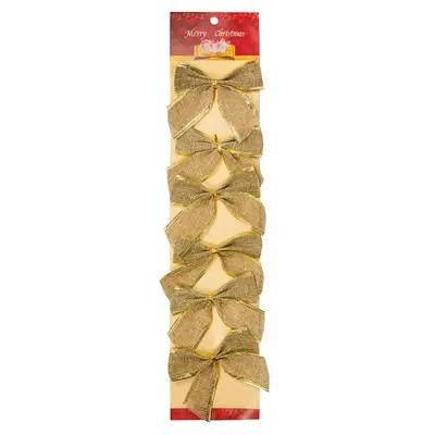 Бант декоративний текстильний Chomik, комплект 6 шт, 10 см, золотистий