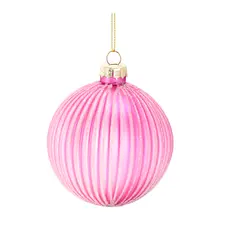 Ялинкова скляна кулька "Chomik" Ø 8 см, рельєфна рожева