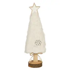 Прикраса декоративна "Ялинка" House of Seasons, 32 см, дерево з хутром, айворі