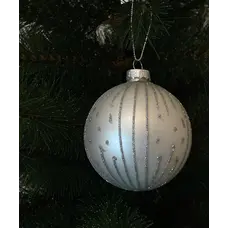 Ялинкова скляна кулька "Chomik" Ø 8 см, біла, сріблястий візерунок