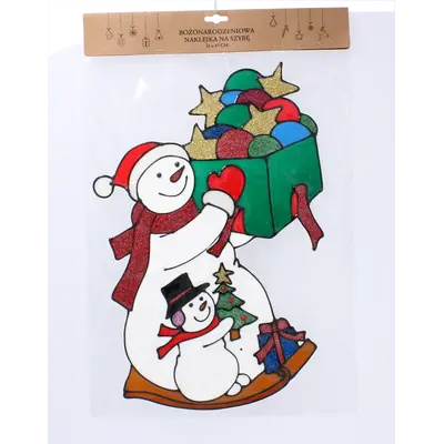 Наклейка новорічна "Сніговички з подарунками" Chomik, 31х47 см