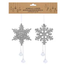Прикраса-підвіска з кристалами "Сніжинки" Chomik, комплект 2 шт, 18 см, срібний