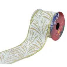 Стрічка декоративна з блискучим візерунком "Chomik" 6 см х 2,7 м, орнамент золото