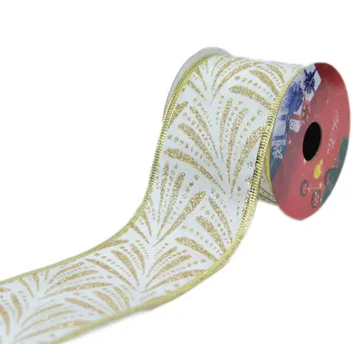 Стрічка декоративна з блискучим візерунком "Chomik" 6 см х 2,7 м, орнамент золото