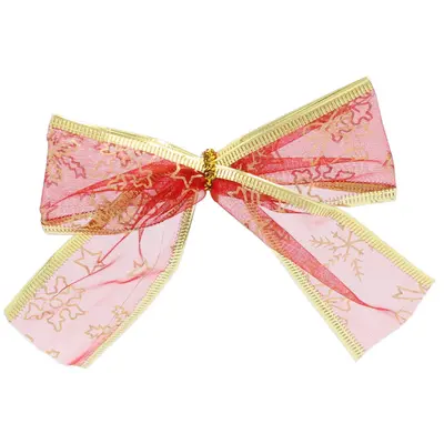 Бант декоративний органза Chomik, комплект 4 шт, 10 х 10 см, червоний