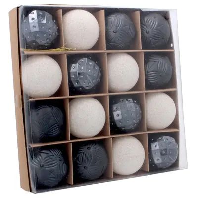 Ялинкові пластикові кульки комплект 16шт, Ø 6см, чорні