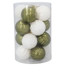 Ялинкові пластикові кульки Chomik компл. 16шт, Ø 4см, зелені і білі