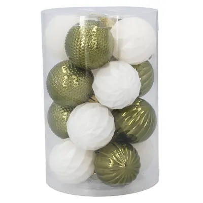 Ялинкові пластикові кульки Chomik компл. 16шт, Ø 4см, зелені і білі