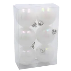 Ялинкові пластикові кульки Chomik компл. 6шт, Ø 6см, білий перламутр