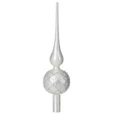 Ялинкова скляна верхівка 31 см Mica Decorations, срібно-біла, глянцева