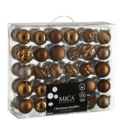 Ялинкові пластикові кульки і прикраси Mica Decorations компл. 60 шт, Ø 7/6 см, шоколад