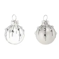 Ялинкові скляні-дзеркальні кульки Chomik комплект 12 шт, срібно-прозорі