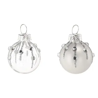 Ялинкові скляні-дзеркальні кульки Chomik комплект 12 шт, срібно-прозорі