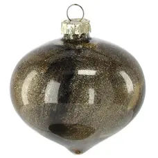 Ялинкова скляна прикраса Chomik золотисто-чорний мармур 8 см, дзиґа