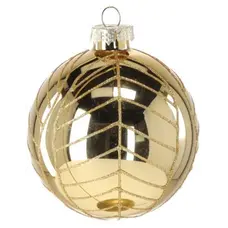 Ялинкова скляна кулька Chomik золотиста дзеркальна 8 см, блискучий орнамент