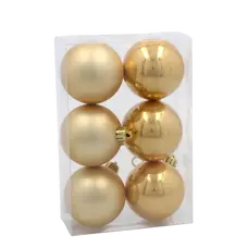 Ялинкові пластикові кульки Chomik комплект 6шт, Ø6 см, золотисті