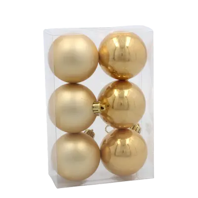 Ялинкові пластикові кульки Chomik комплект 6шт, Ø6 см, золотисті