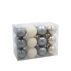 Ялинкові пластикові кульки Chomik комплект 24шт, Ø 6см, мікс кольорів