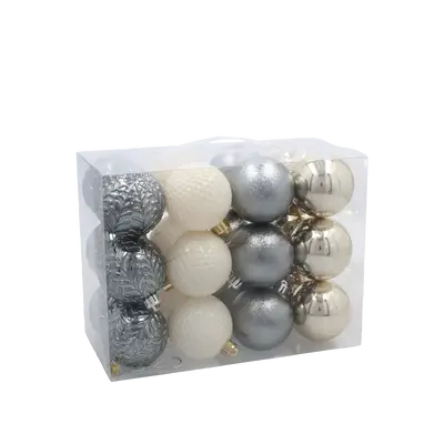 Ялинкові пластикові кульки Chomik комплект 24шт, Ø 6см, мікс кольорів