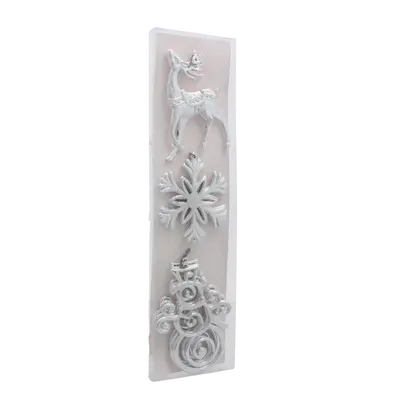 Прикраса-підвіска пластикова Chomik "Олень, сніжинка, сніговик", комплект 3 шт, сріблясті