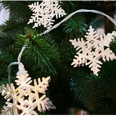 Гірлянда електрична Chomik, перламутрові сніжинки, 10 LED, 1.65 м, теплий білий, батарейки