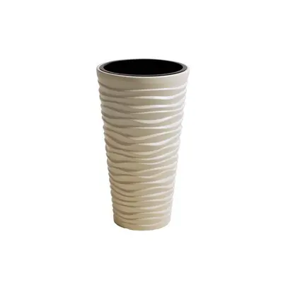 Горщик з кашпо для рослин PROSPERPLAST SAND SLIM - кремовий, 11/37 л