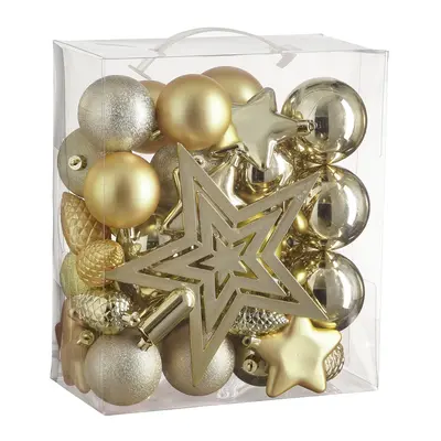 Ялинкові пластикові кульки і прикраси "House of Seasons" комплект 40 шт, Ø 8/7/6 см, шампань