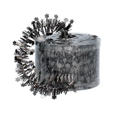 Мішура декоративна із зірками Chomik 7 м, графітова