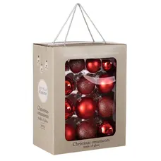 Ялинкові скляні кульки "House of Seasons" комплект 26 шт, Ø 7/6/5 см, темно-червоні
