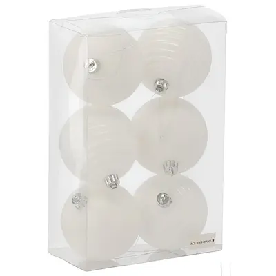 Ялинкові пластикові кульки Chomik компл. 6шт, Ø 8см, молочні