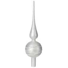 Ялинкова скляна верхівка 31 см Mica Decorations, срібно-біла, матова