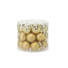 Ялинкові скляні кульки Chomik комплект 24 шт, Ø 2,5 см, золотисті