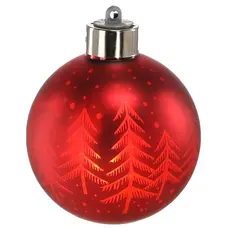 Ялинкова скляна кулька Chomik червона з LED підсвіткою 8 см, ялинки