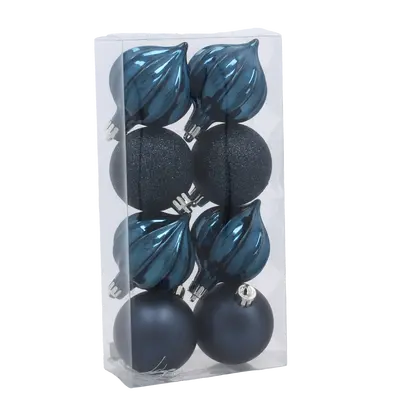 Ялинкові пластикові кульки Chomik комплект 8шт, Ø 6см, сині