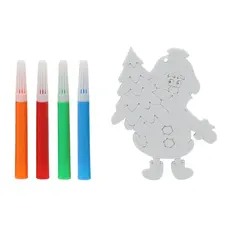 Комплект прикрас для розфарбовування Chomik Санта з ялинкою 3 шт 10см та фломастери 4 шт