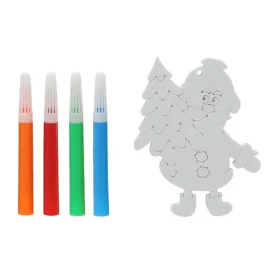 Комплект прикрас для розфарбовування Chomik Санта з ялинкою 3 шт 10см та фломастери 4 шт