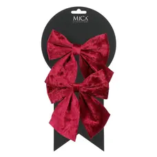 Бант декоративний червоний велюр Mica Decorations 13 см, 2 шт