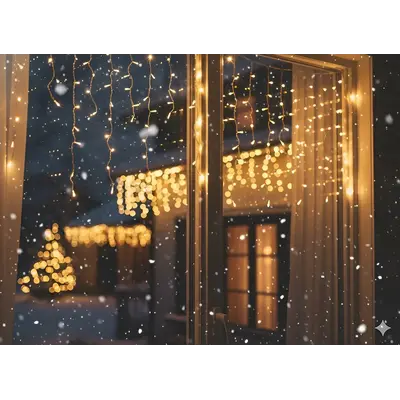 Гірлянда електрична Chomik "Бахрома", 300 LED, 12м, теплий білий, від мережі