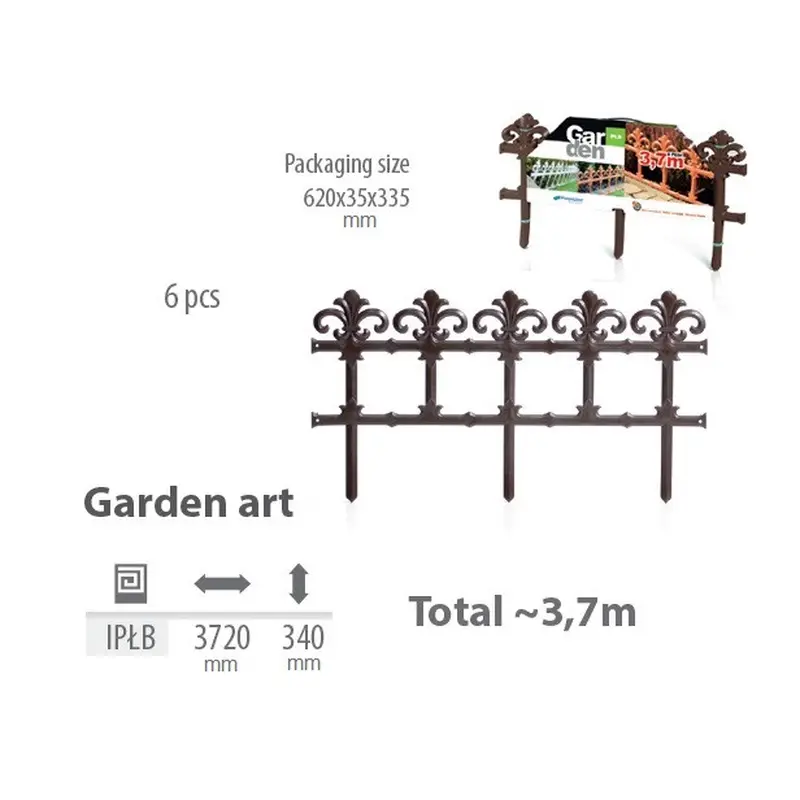 Садова огорожа Prosperplast GARDEN, фігурна, коричнева, 3,7 м Садова огорожа Prosperplast GARDEN, фігурна, коричнева, 3,7 м