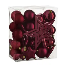 Ялинкові пластикові кульки і прикраси "House of Seasons" комплект 40 шт, Ø 8/7/6 см, бордові