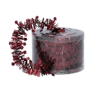 Мішура декоративна із зірками Chomik 7 м, бордова