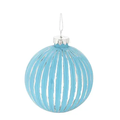 Ялинкова скляна кулька "Chomik" Ø 8 см, рельєф вертикальний, блакитна