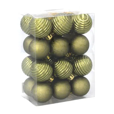 Ялинкові пластикові кульки "Chomik" комплект 24 шт, Ø 3 см, оливкові