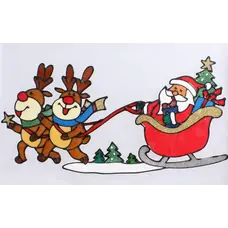 Наклейка новорічна "Санта на санчатах з оленями" Chomik, 31х47 см
