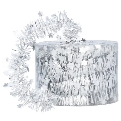 Мішура декоративна із зірками Chomik 7 м, срібляста