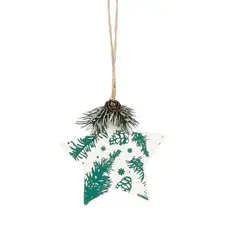 Підвіска декоративна House of Seasons Зірка, дерево, 9 см, білий з зеленим