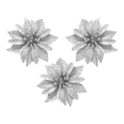 Квітка декоративна Jumi "Пуансетія, 8,5 см, комплект 3 шт, сріблясті