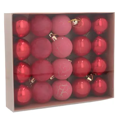 Ялинкові пластикові кульки Chomik комплект 20 шт, Ø 4см, червоні